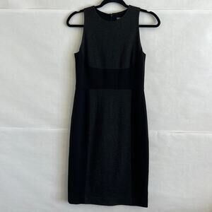 Vince Women Size 4 Gray Black Wool Blend Sleeveless Sheath Business Casual Dress